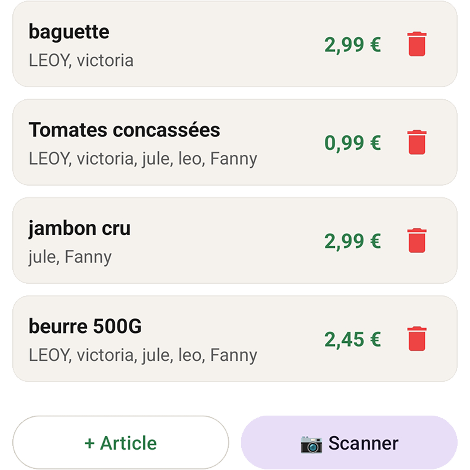 Mode courses détaillées Freecount