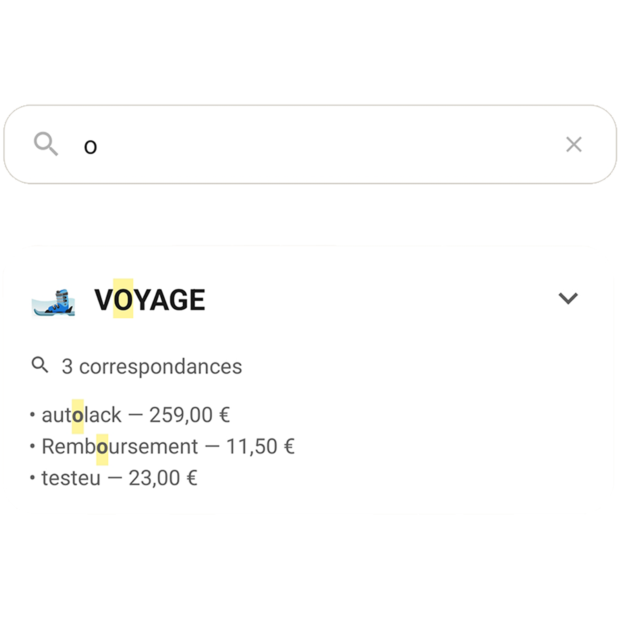 Recherche de dépenses Freecount